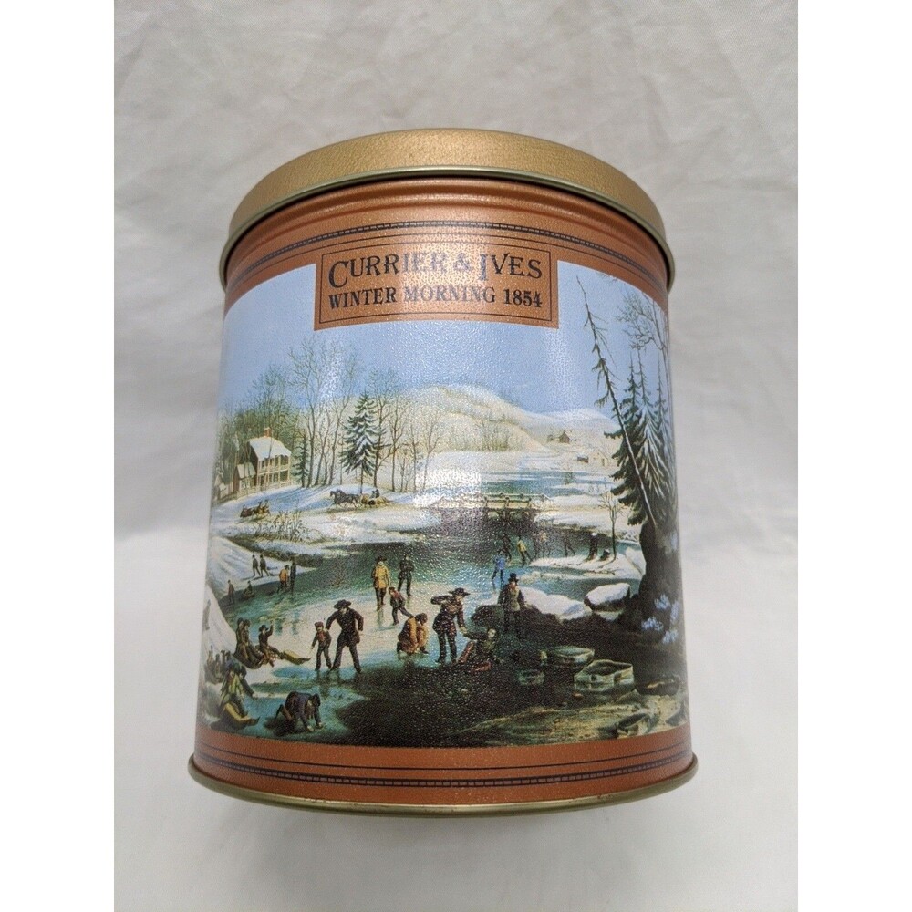 Pecatonica River Popcorn Currier And Ives Winter Morning 1854 Tin